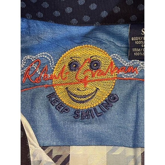 Robert Graham Shirt Keep‎ Smiling Mens Small Blue Button Up Long Sleeve Adult - Picture 5 of 6